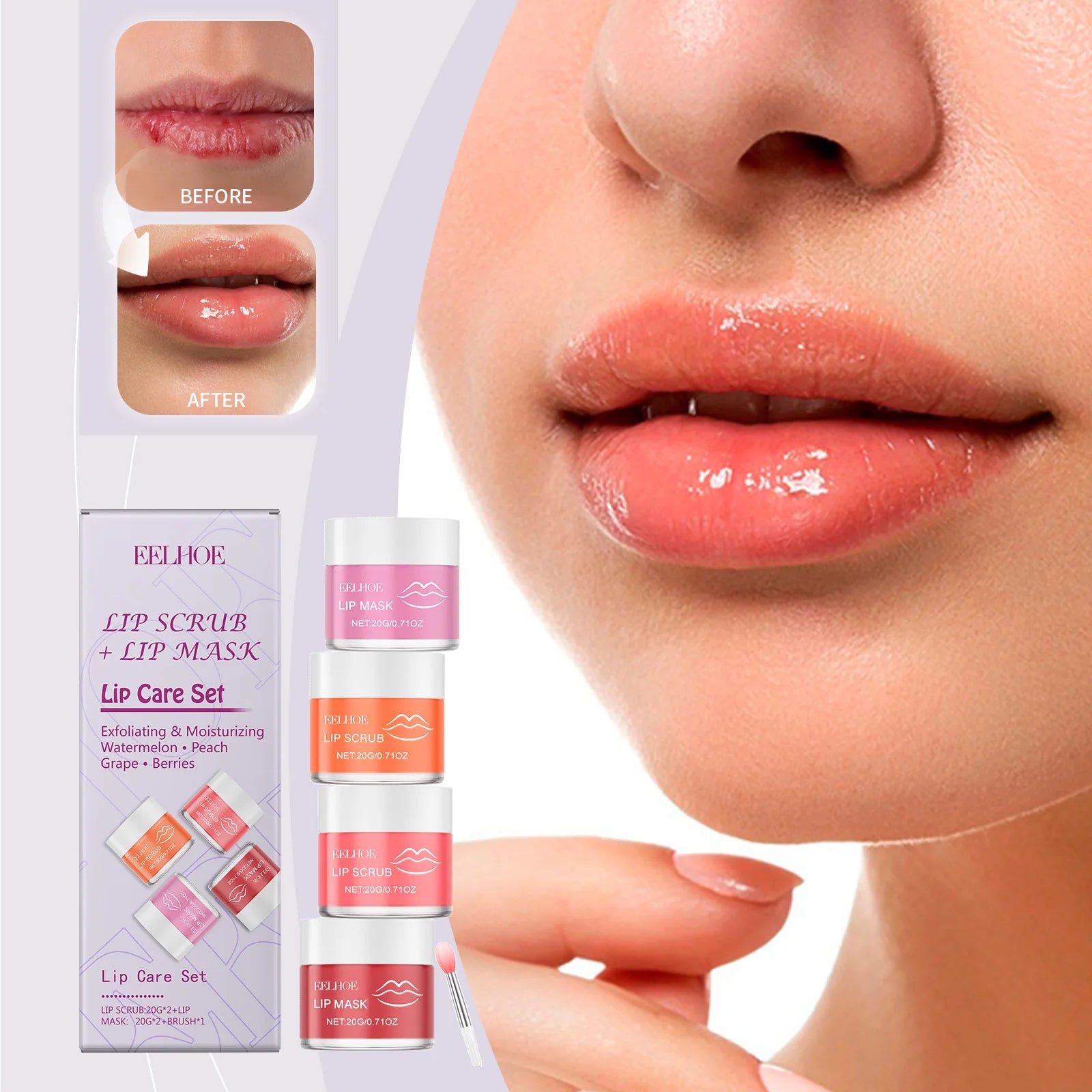 Lip Care Set  Nourishing & Moisturizing Lip Balm Treatment for Dry Lips,  Gentle Repair for Soft Smooth Lips, Lip Care Kit