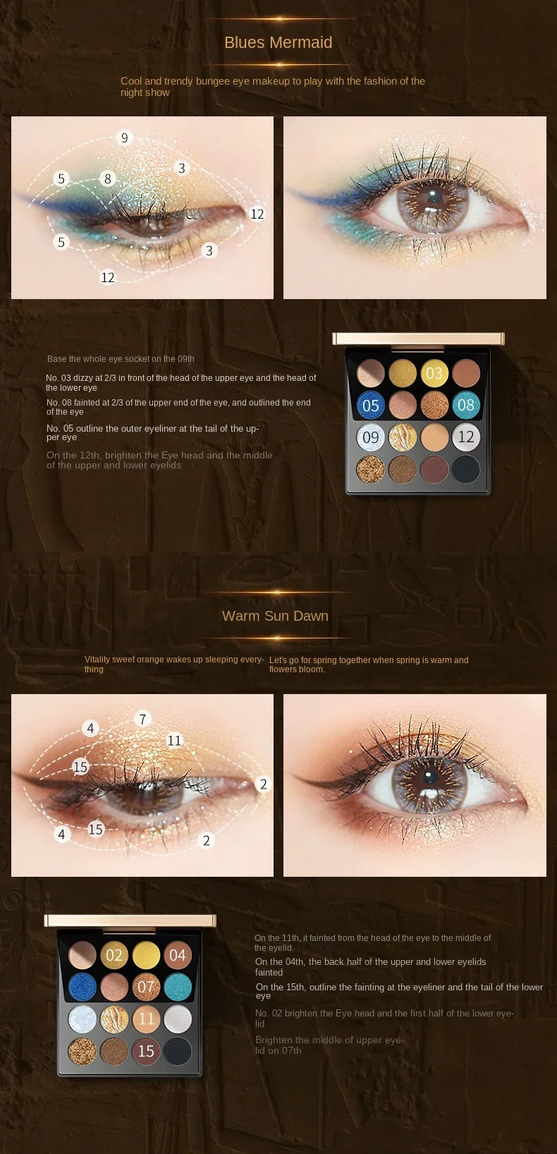 ZEESEA Eyeshadow Palette Cute 16 shades Anderson Cat Eye Shadow Glitter Matte Waterproof Cleopatra Professional Makeup