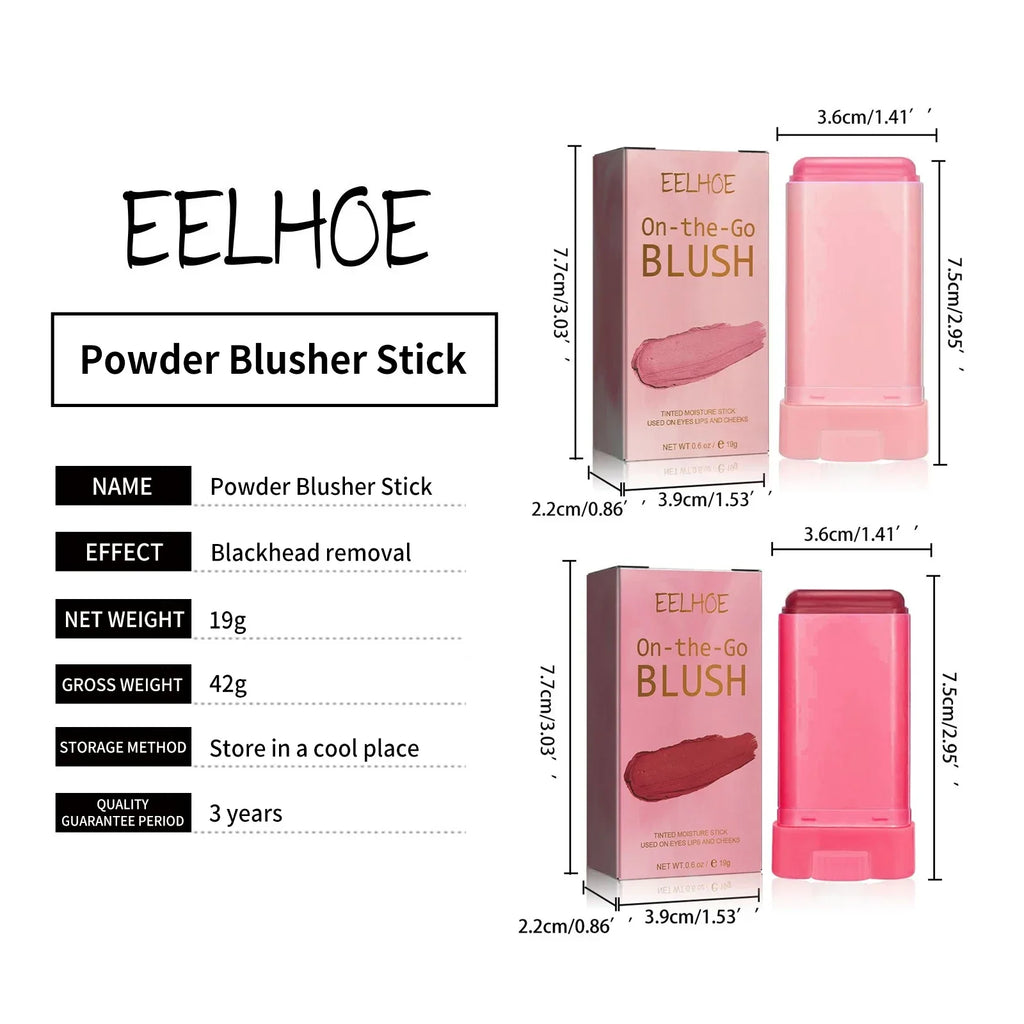 3pcs Red/Pink Silky Matte Pearl Blush Cream Hydrating Lip Waterproof Lasting Cheek Blush Cream Stick Apply Blush Natural Makeup