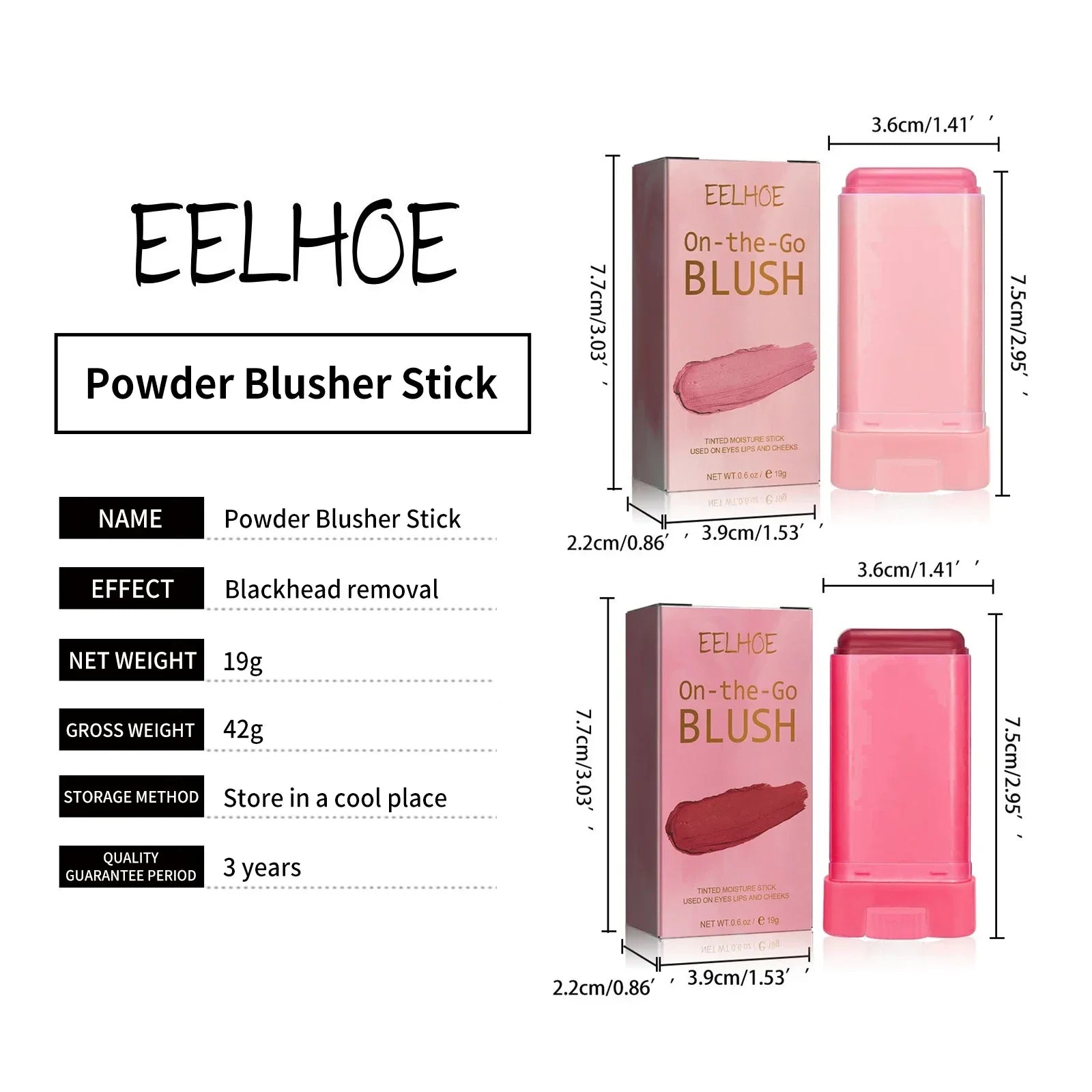 3pcs Red/Pink Silky Matte Pearl Blush Cream Hydrating Lip Waterproof Lasting Cheek Blush Cream Stick Apply Blush Natural Makeup