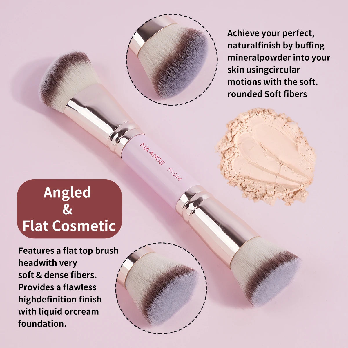 MAANGE 4pcs Basic Makeup Brushes Set With Box Dual-ended Foundations Powder Blush Details for Eyeshadow Brushes Beginner Travel