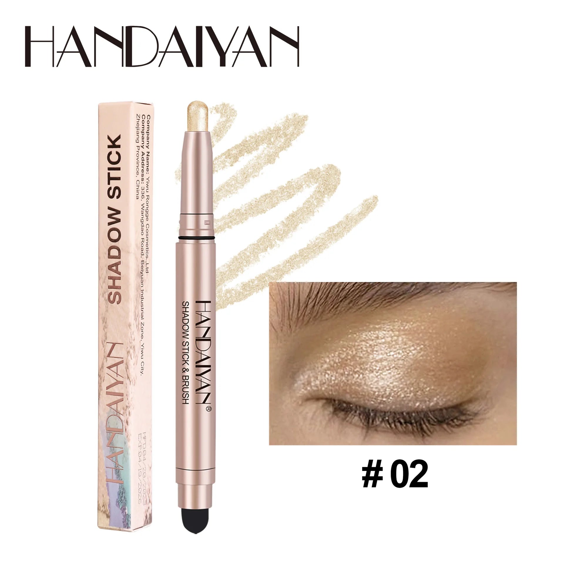 Double-head Eyeshadow Stick Diamond Shimmer Highlighter Pencil Pearl Pigment Long Lasting Cream Eye Shadow Matte Brush Pen
