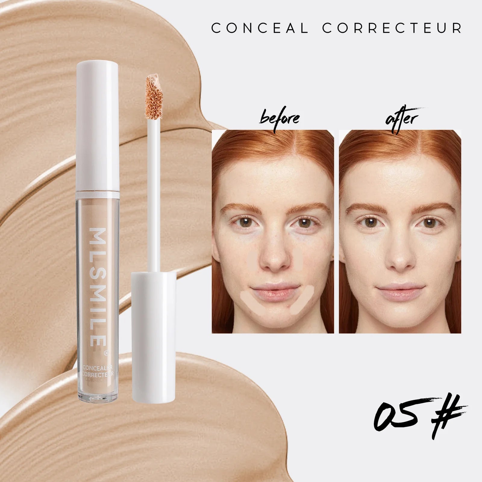 MLSMILE 4 Color Concealer Waterproof Long-lasting Brightening Contouring Mask Dark Circles Tears Gap Toning Liquid Foundation