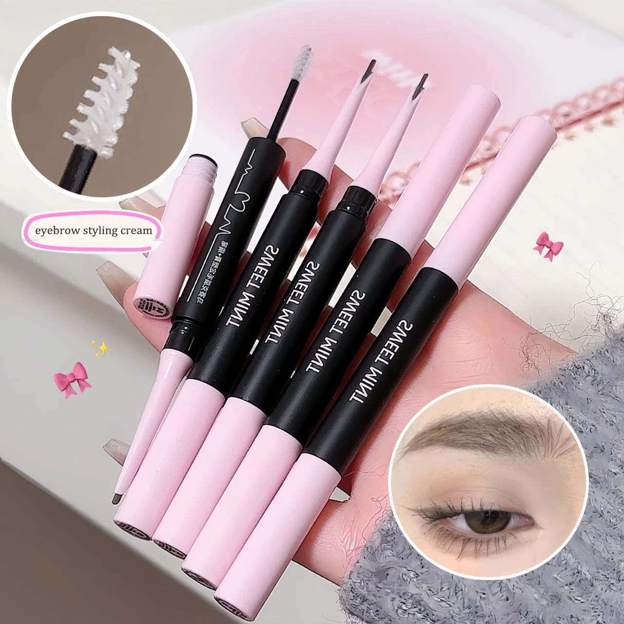 Transparent Shaping Eyebrow Gel Brush Double-head Blade Eyebrow Pencil Tattoo Waterproof Art Tint Eyebrow Enhancers Cosmetics