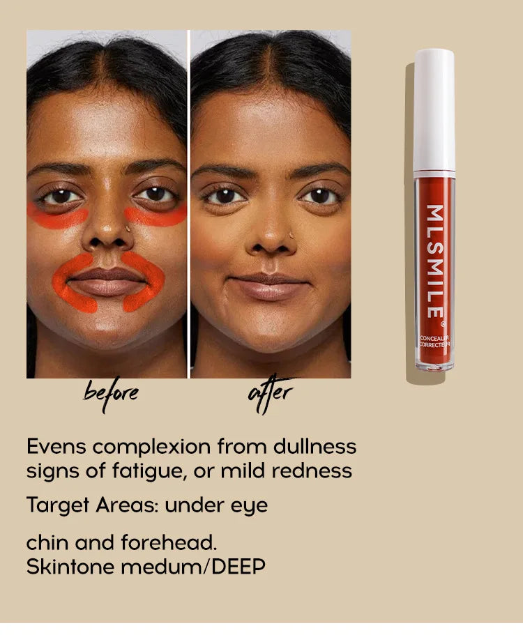 MLSMILE 4 Color Concealer Waterproof Long-lasting Brightening Contouring Mask Dark Circles Tears Gap Toning Liquid Foundation