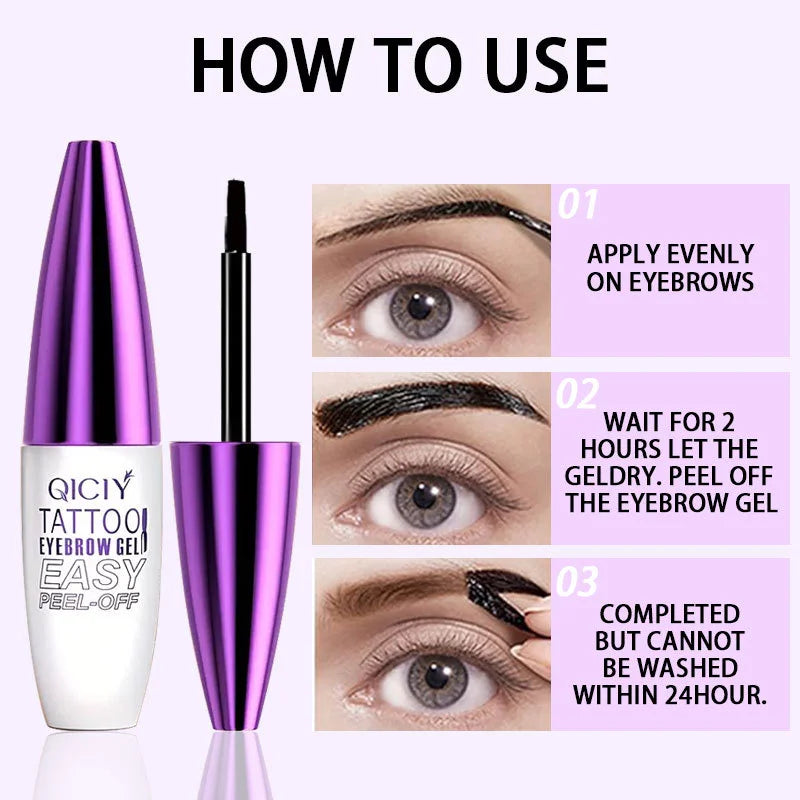 Easy Peel Off Eyebrow Gel Cream 3 Days Tattoo Types Long-Lasting Smudge-Proof Sweat Resistant Waterproof Cosmetics