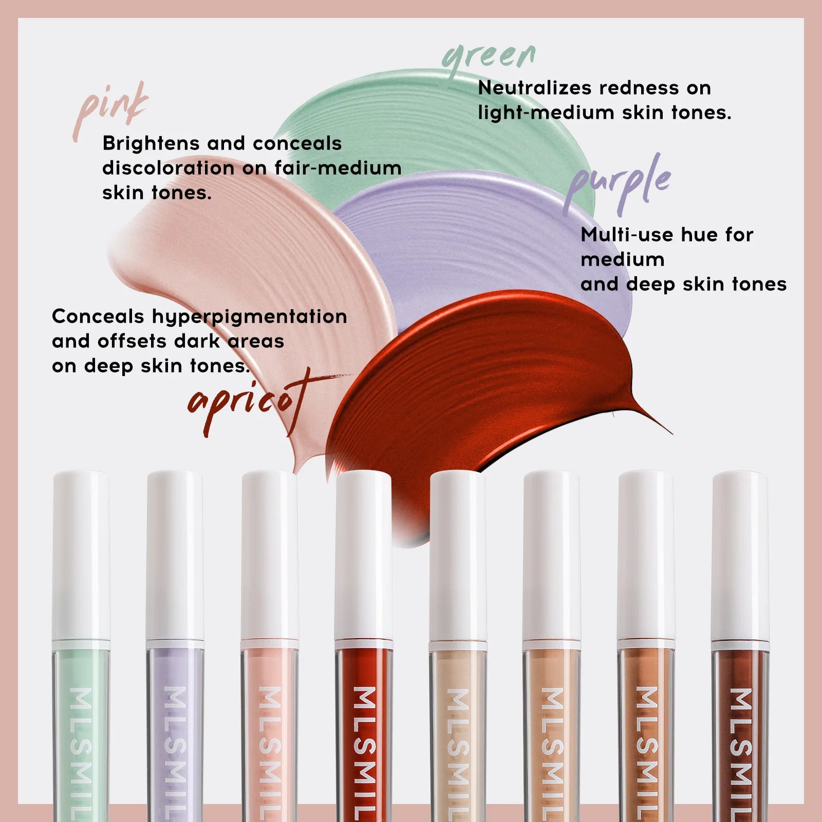 MLSMILE 4 Color Concealer Waterproof Long-lasting Brightening Contouring Mask Dark Circles Tears Gap Toning Liquid Foundation