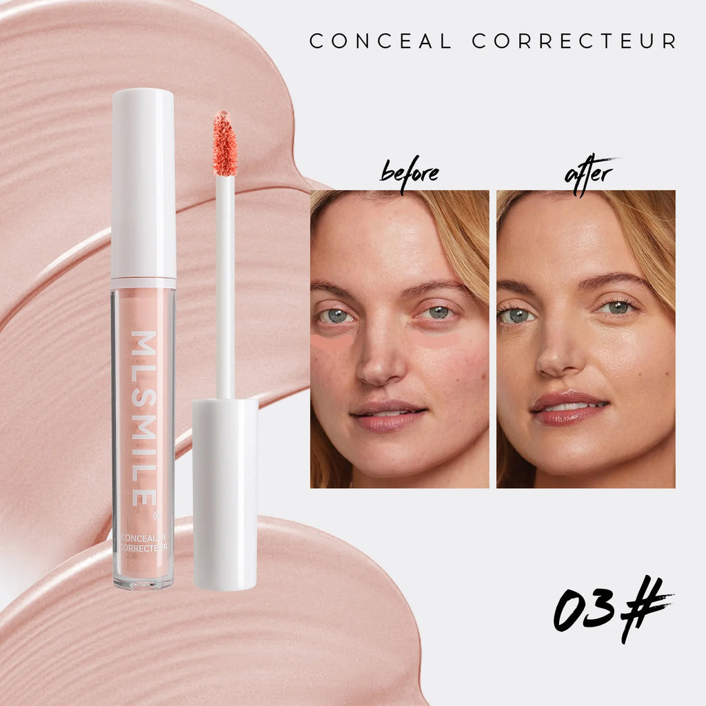 MLSMILE 4 Color Concealer Waterproof Long-lasting Brightening Contouring Mask Dark Circles Tears Gap Toning Liquid Foundation