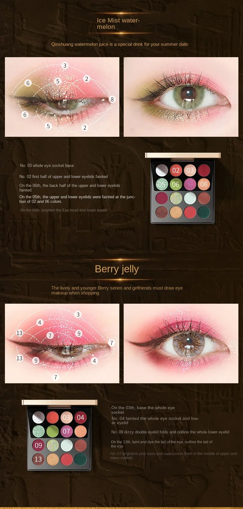 ZEESEA Eyeshadow Palette Cute 16 shades Anderson Cat Eye Shadow Glitter Matte Waterproof Cleopatra Professional Makeup