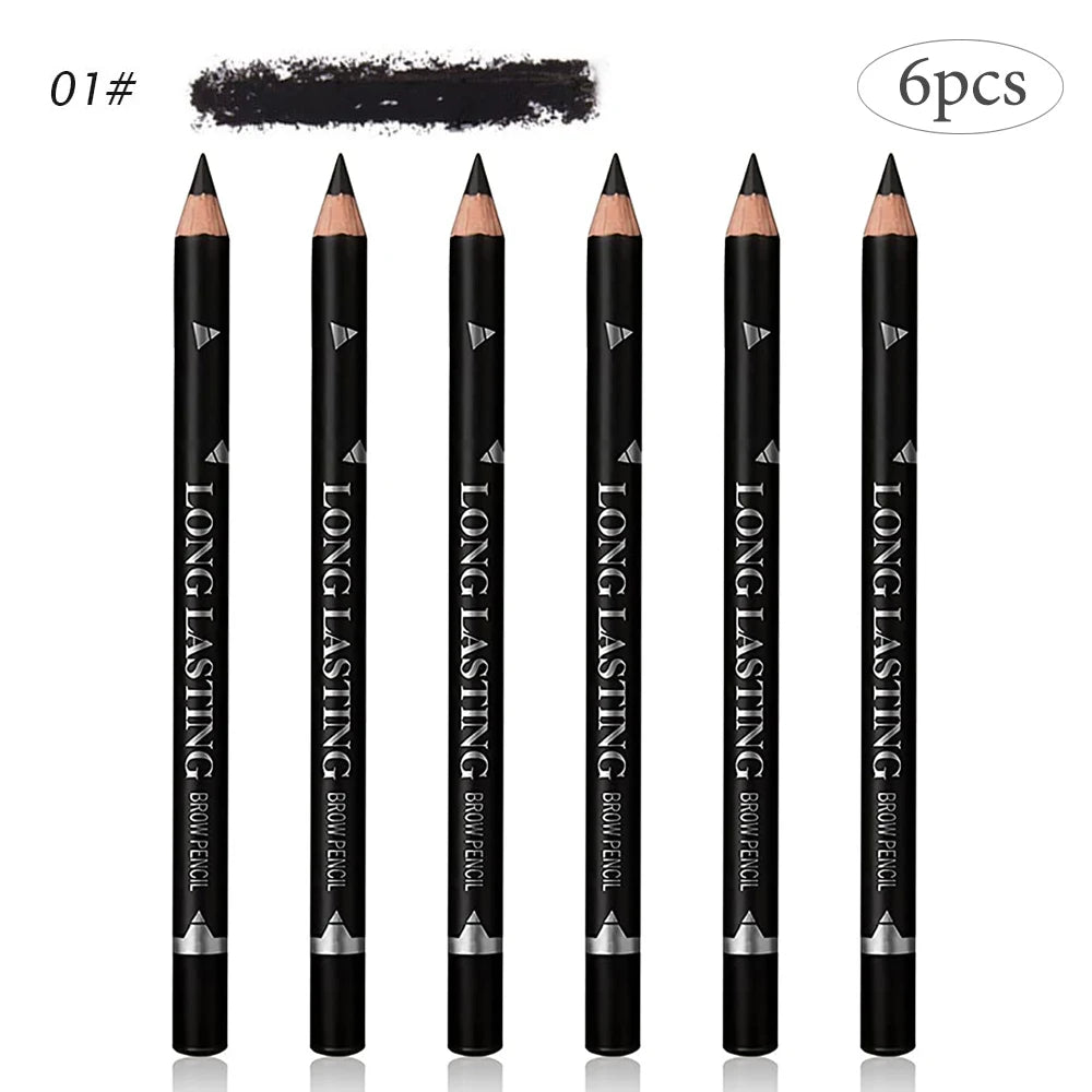 6pcs Eyebrow Pencil Waterproof Easy to Color Long Lasting Eye Liner Gel Pen Women Professional Eye-Makeup Pencil Cosmetic Tools
