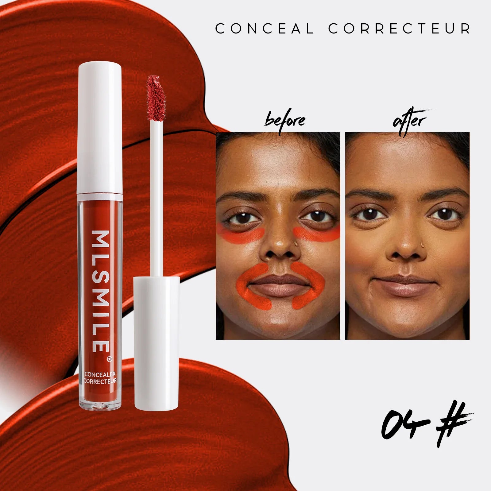 MLSMILE 4 Color Concealer Waterproof Long-lasting Brightening Contouring Mask Dark Circles Tears Gap Toning Liquid Foundation