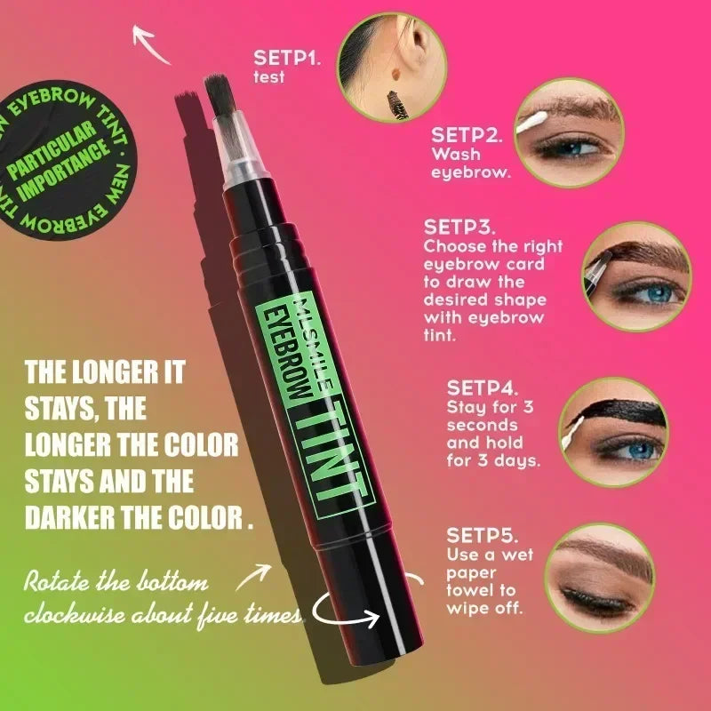 Dye Eyebrow Gel Set Semi-Permanent Lasting Eyebrow Tattoo Tint Pencil Makeup Waterproof Paint Brow Cream with Brow Cards Brushes