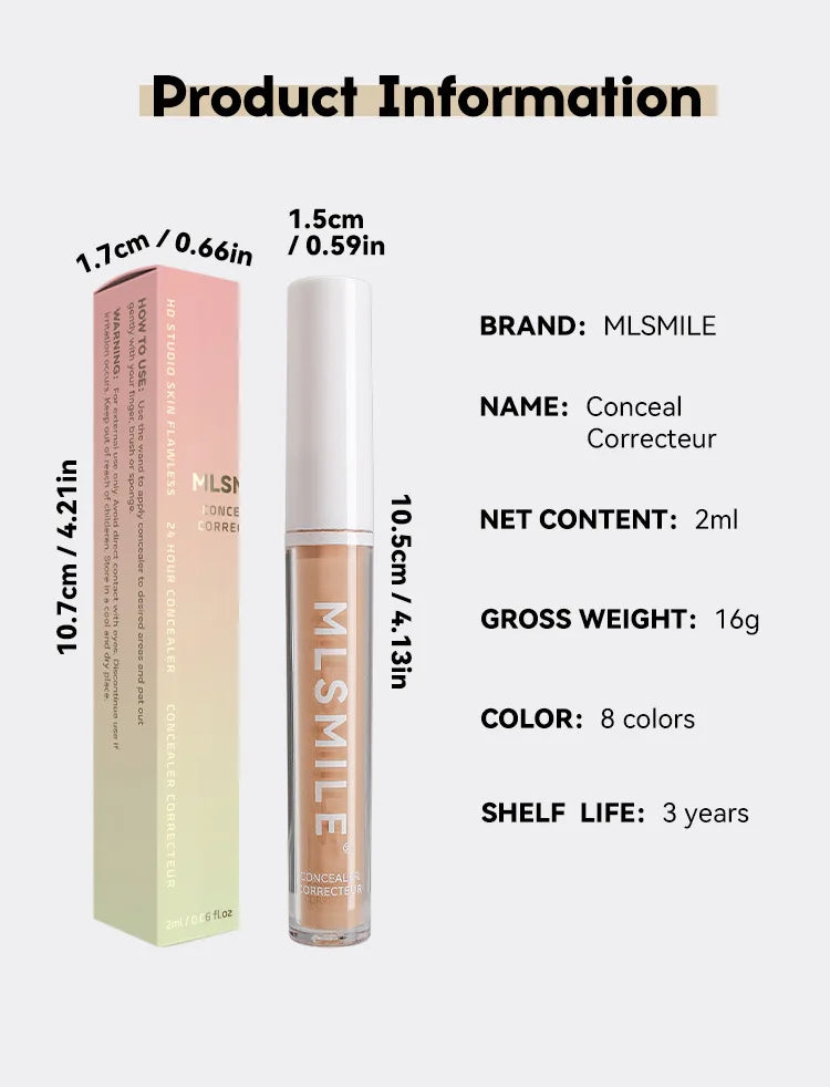 MLSMILE 4 Color Concealer Waterproof Long-lasting Brightening Contouring Mask Dark Circles Tears Gap Toning Liquid Foundation