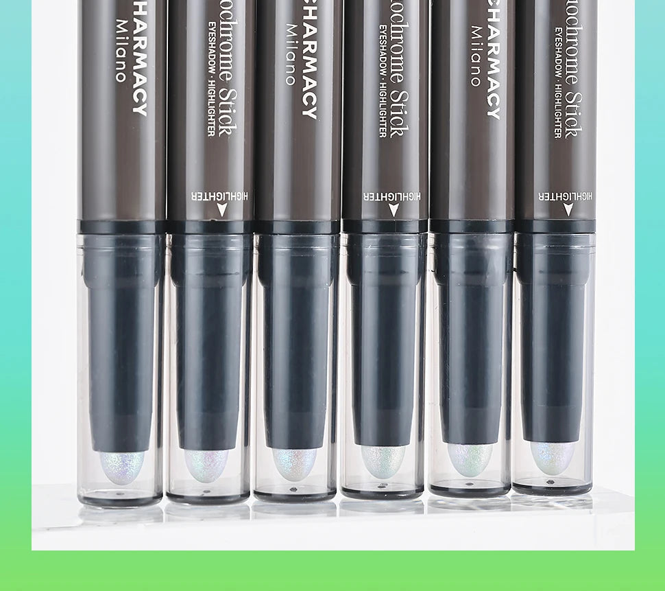 CHARMACY 2 In 1 Multichrome Eyeshadow Sticks High Pigmented Glitter Eyeshadow Waterproof Eye Shadow Pen Metallic Makeup 6 Color