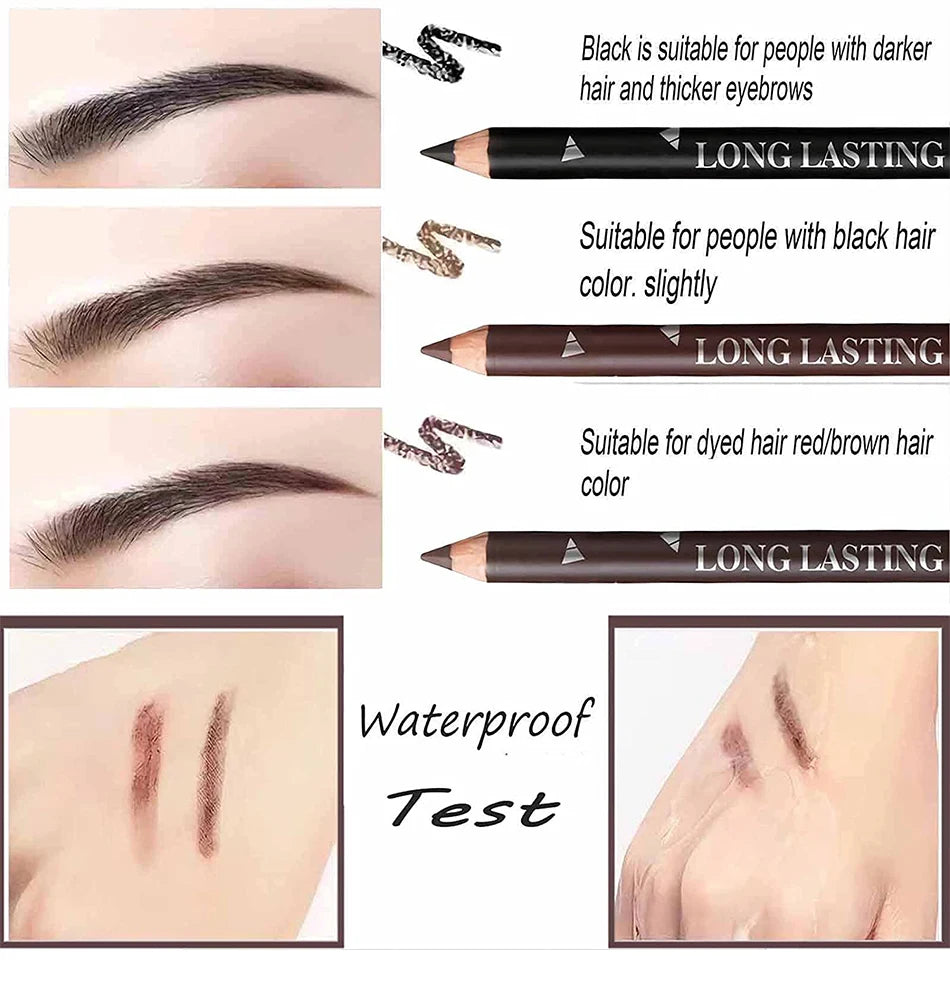 6pcs Eyebrow Pencil Waterproof Easy to Color Long Lasting Eye Liner Gel Pen Women Professional Eye-Makeup Pencil Cosmetic Tools