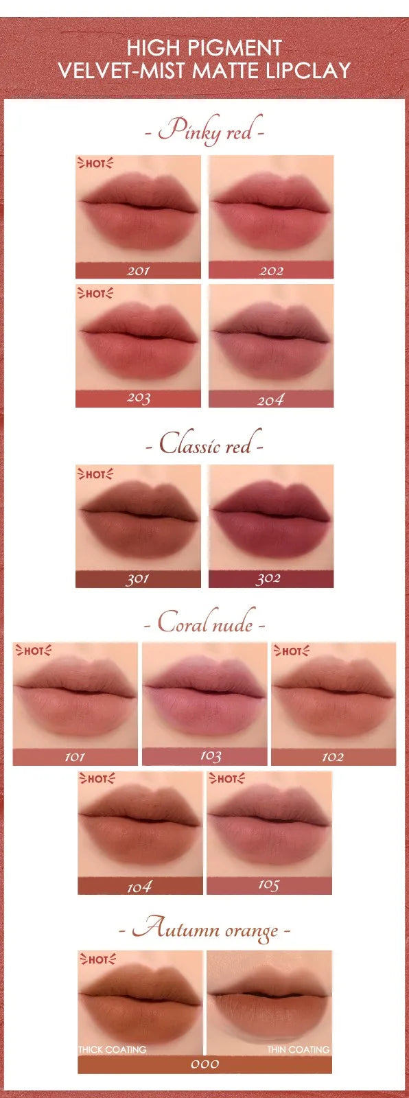FOCALLURE Lipclay Velvet Liquid Lipstick Waterproof Matte Lipgloss Makeup Lip Color Batom Long Lasting Sexy Red Pink Lipsticks