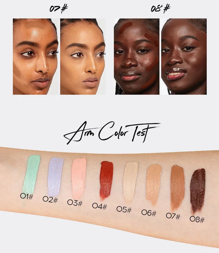 MLSMILE 4 Color Concealer Waterproof Long-lasting Brightening Contouring Mask Dark Circles Tears Gap Toning Liquid Foundation