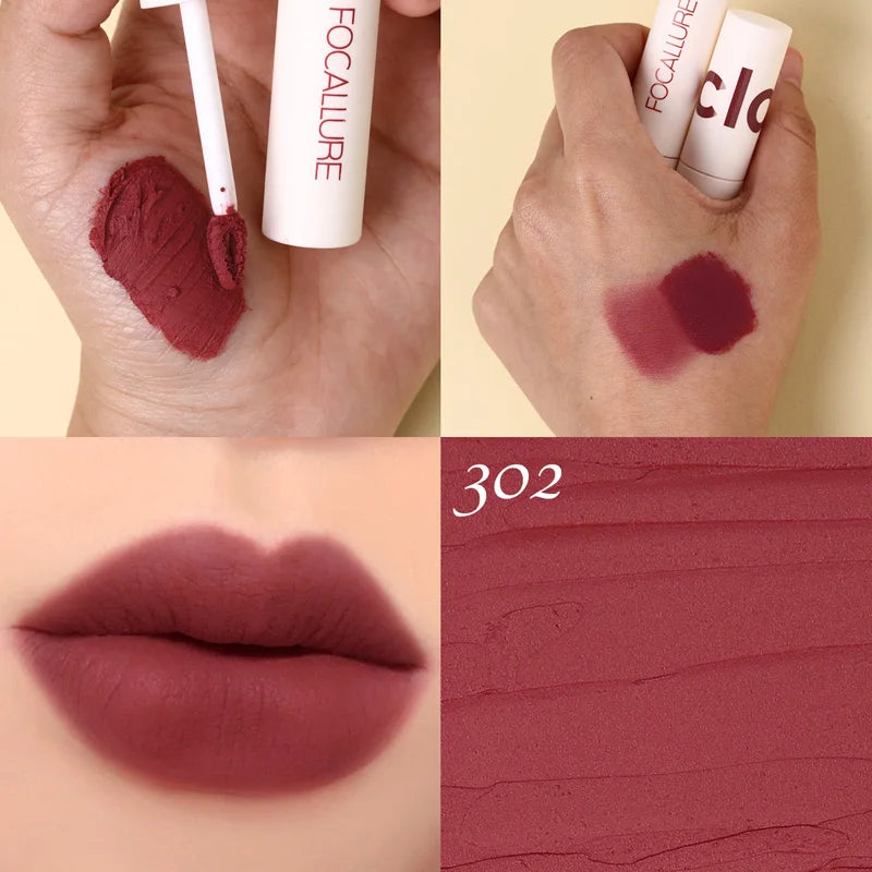 FOCALLURE Lipclay Velvet Liquid Lipstick Waterproof Matte Lipgloss Makeup Lip Color Batom Long Lasting Sexy Red Pink Lipsticks