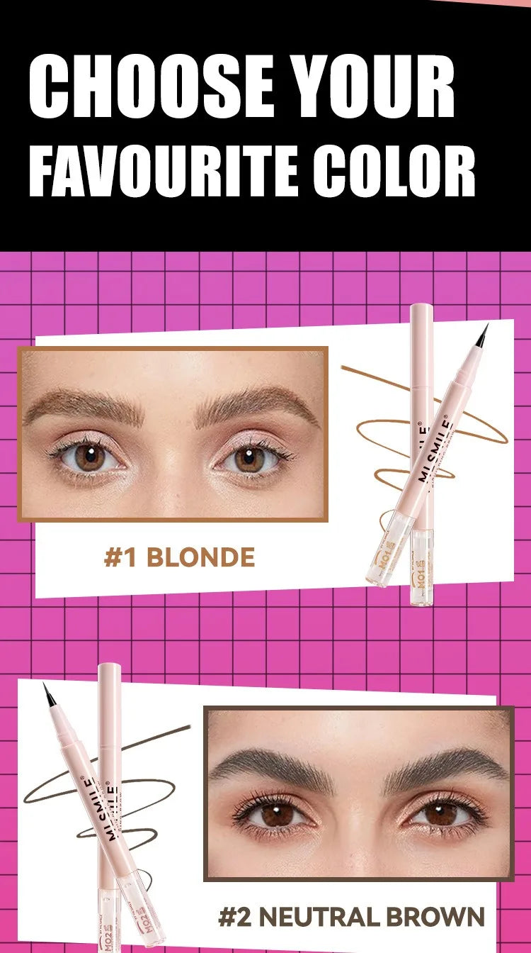 2-in-1 Ultra Fine Brown Black Liquid Eyebrow Pencil Transparent Brow Shaping Gel Wild Eyebrow Pen Waterproof Non Smudge Makeup