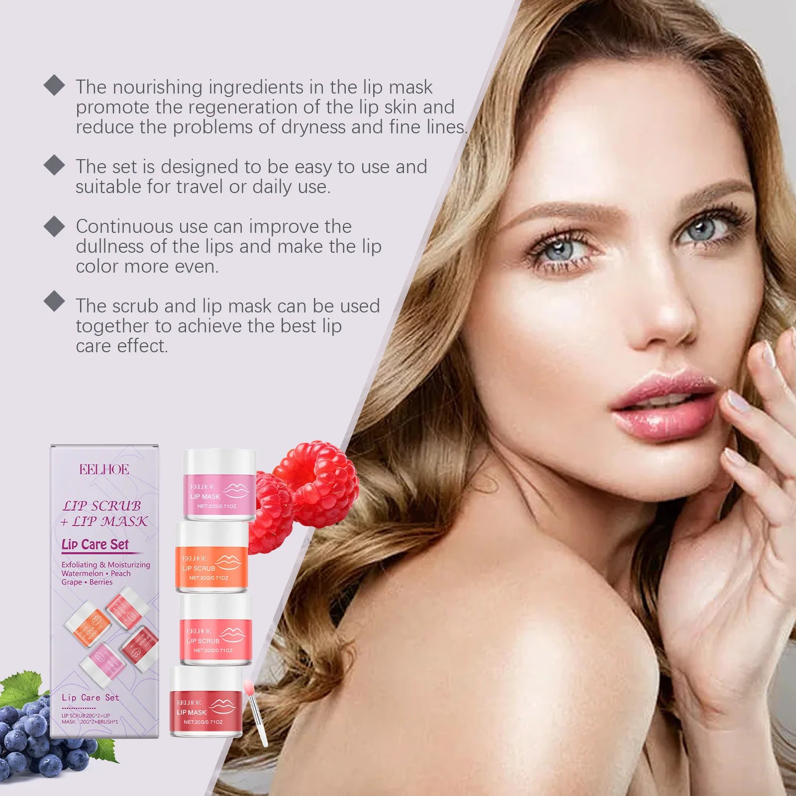 Lip Care Set  Nourishing & Moisturizing Lip Balm Treatment for Dry Lips,  Gentle Repair for Soft Smooth Lips, Lip Care Kit