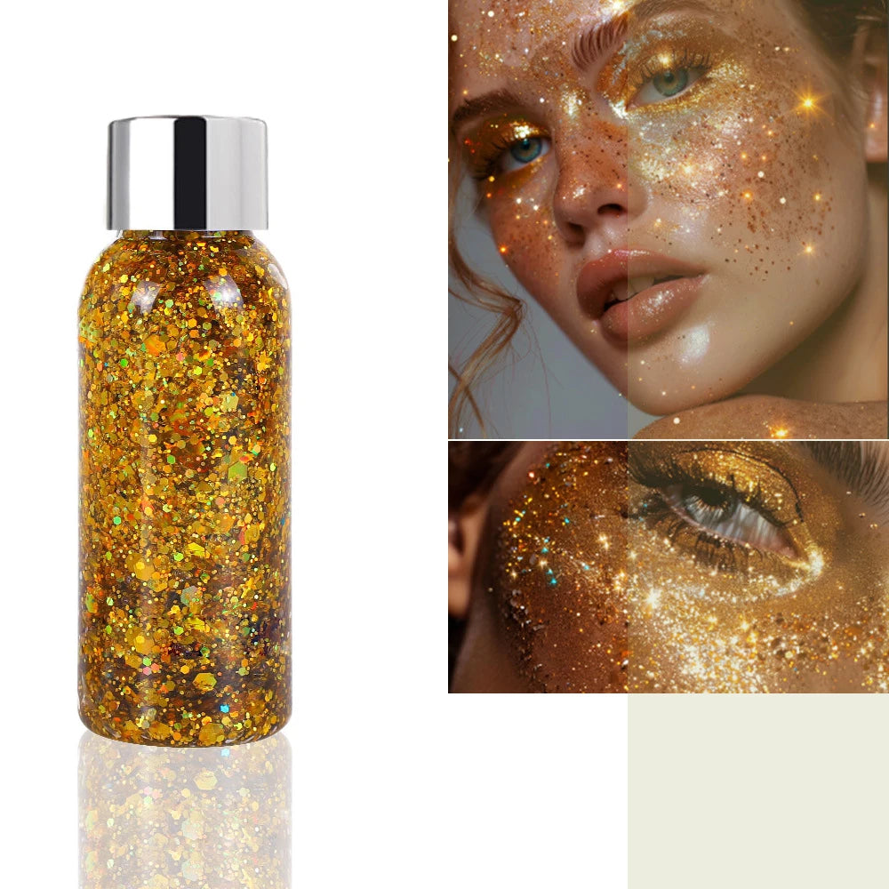3pcs Body Glitter Gel Face Glitter Makeup Party Festival Glitter Gel Eye Eyeshadow Hair Glitter Gel for Bar Makeup