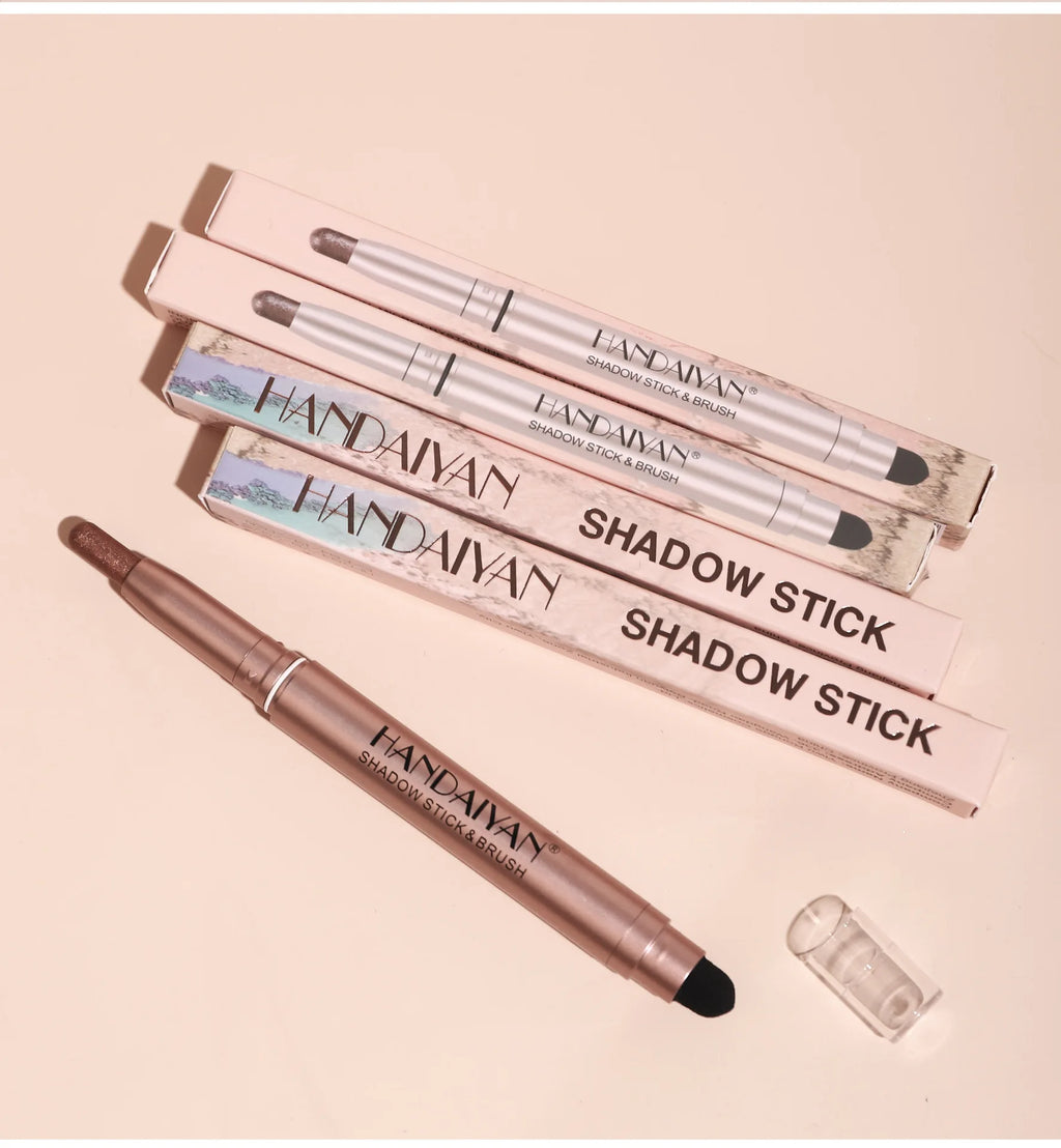 Double-head Eyeshadow Stick Diamond Shimmer Highlighter Pencil Pearl Pigment Long Lasting Cream Eye Shadow Matte Brush Pen