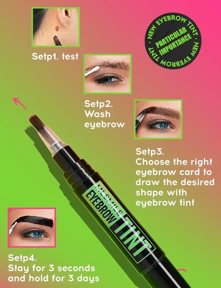 Dye Eyebrow Gel Set Semi-Permanent Lasting Eyebrow Tattoo Tint Pencil Makeup Waterproof Paint Brow Cream with Brow Cards Brushes