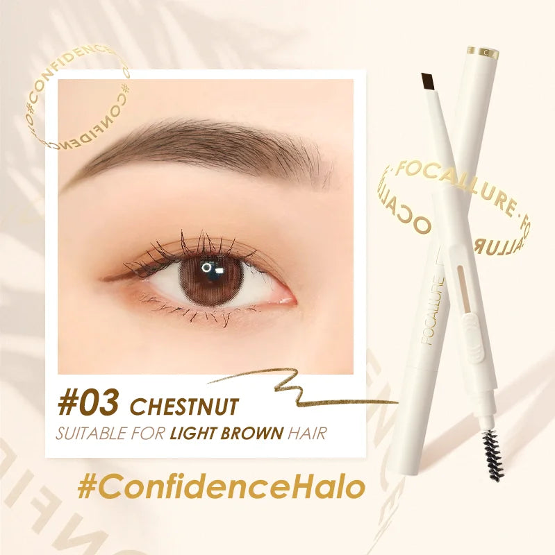 FOCALLURE Eyebrow Pencil Sliding Design Soft Pencil Tip Ultra Fine Eye Brow Pen Super Waterproof Natural Eye Makeup Cosmetics
