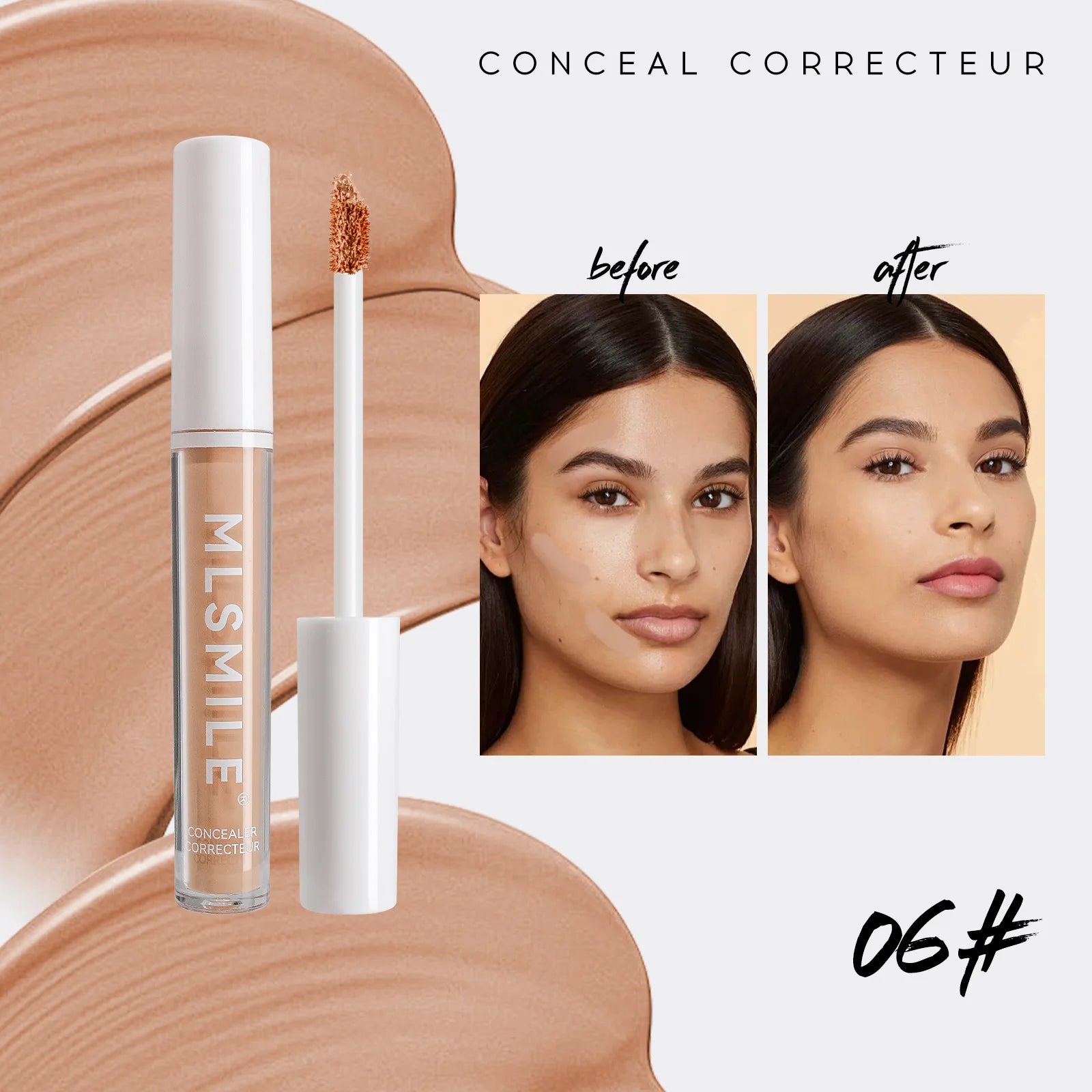 MLSMILE 4 Color Concealer Waterproof Long-lasting Brightening Contouring Mask Dark Circles Tears Gap Toning Liquid Foundation