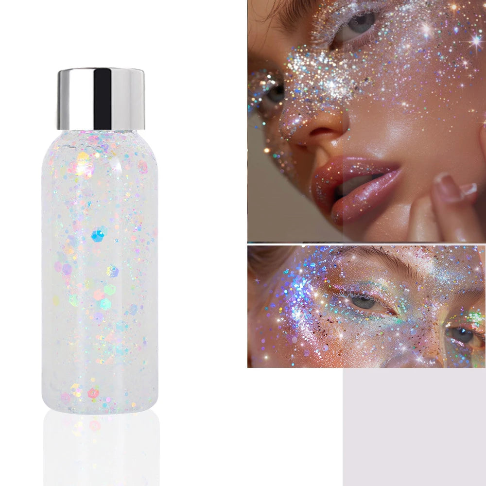 3pcs Body Glitter Gel Face Glitter Makeup Party Festival Glitter Gel Eye Eyeshadow Hair Glitter Gel for Bar Makeup