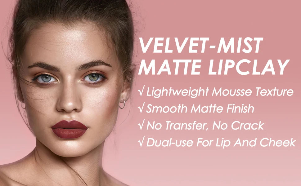 FOCALLURE Lipclay Velvet Liquid Lipstick Waterproof Matte Lipgloss Makeup Lip Color Batom Long Lasting Sexy Red Pink Lipsticks