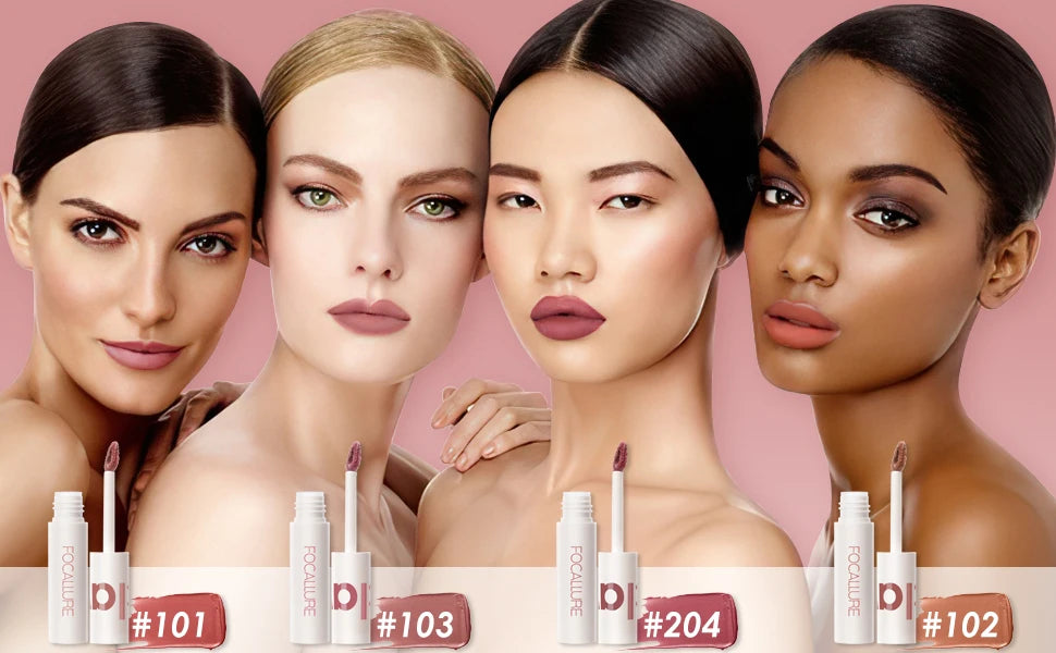 FOCALLURE Lipclay Velvet Liquid Lipstick Waterproof Matte Lipgloss Makeup Lip Color Batom Long Lasting Sexy Red Pink Lipsticks
