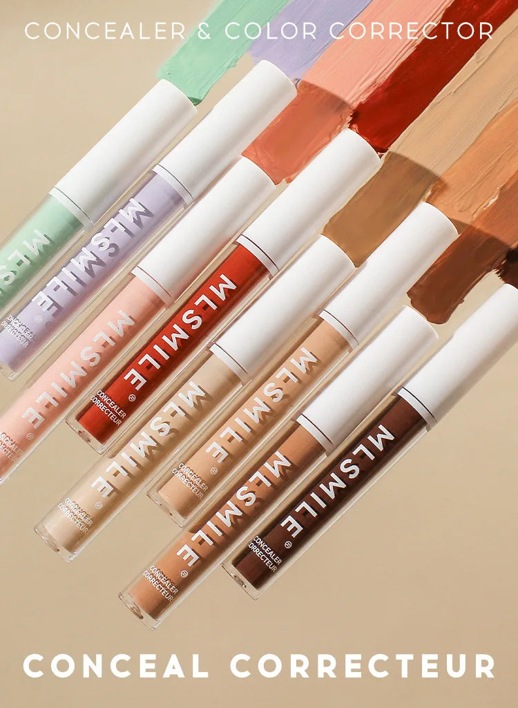 MLSMILE 4 Color Concealer Waterproof Long-lasting Brightening Contouring Mask Dark Circles Tears Gap Toning Liquid Foundation