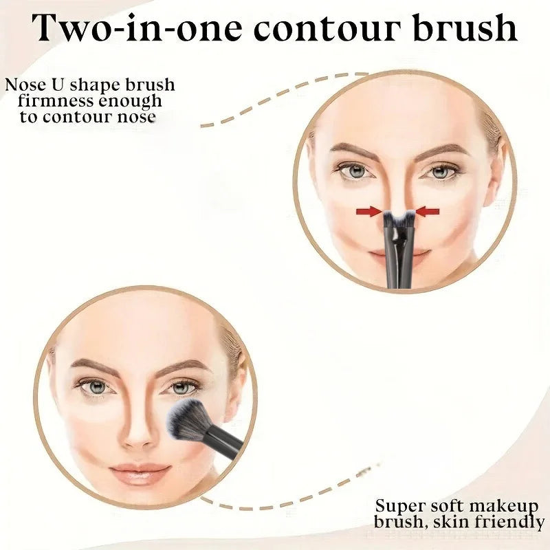 Nose Contour U-Shaped Makeup Brush Dual-End Nose Shadow Makeup Brushes Eyeshadow Contour Face Highlighting Brush Cosmetics Tools
