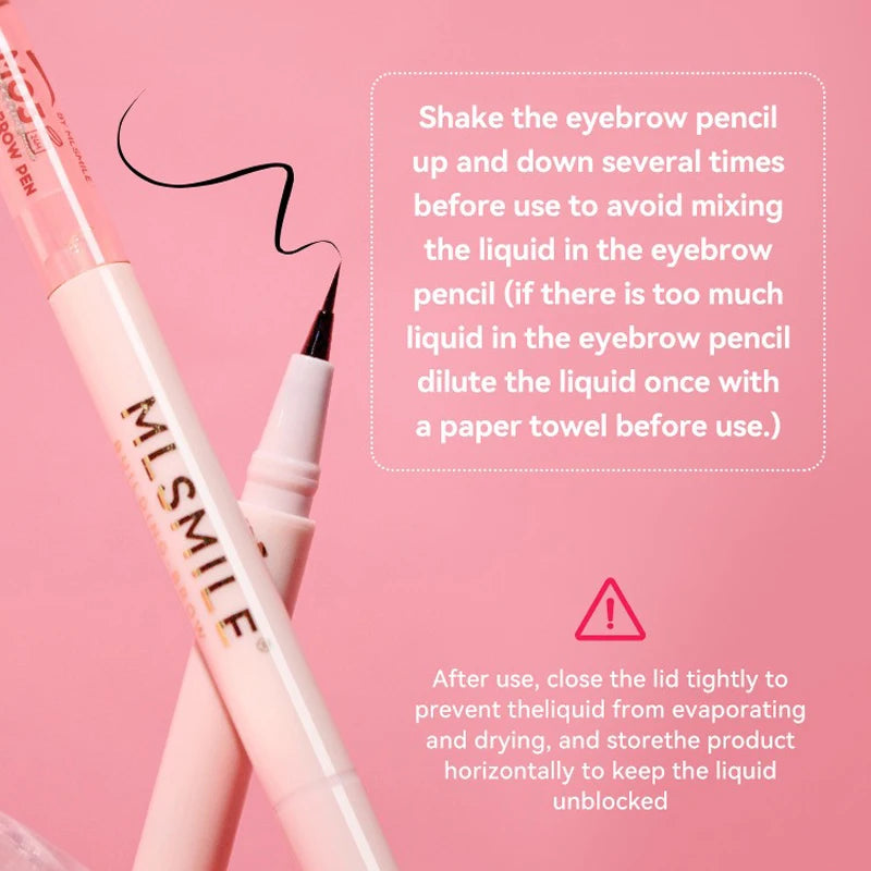 2-in-1 Ultra Fine Brown Black Liquid Eyebrow Pencil Transparent Brow Shaping Gel Wild Eyebrow Pen Waterproof Non Smudge Makeup