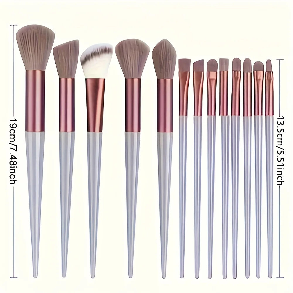 13 makeup brushes+2 puff set with portable storage bag, animal hair makeup brush set, soft and not stiff for beginners
