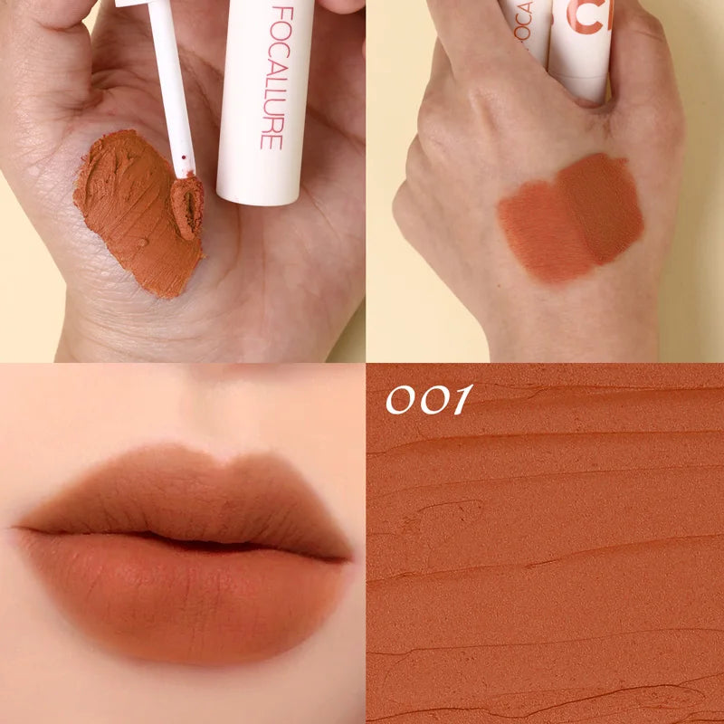 FOCALLURE Lipclay Velvet Liquid Lipstick Waterproof Matte Lipgloss Makeup Lip Color Batom Long Lasting Sexy Red Pink Lipsticks
