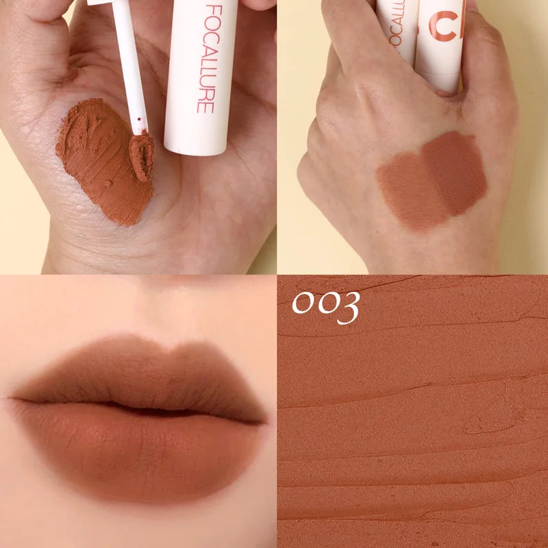 FOCALLURE Lipclay Velvet Liquid Lipstick Waterproof Matte Lipgloss Makeup Lip Color Batom Long Lasting Sexy Red Pink Lipsticks