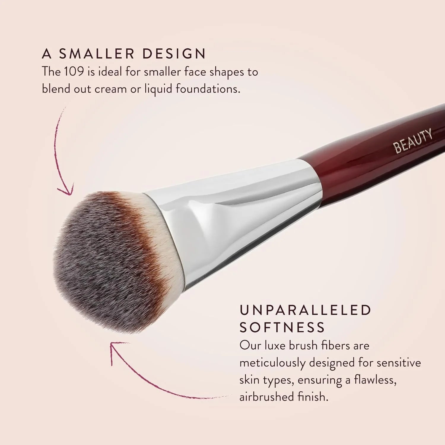 Mini CONTOURED FOUNDATION Brush 109 Makeup Brush Face Brush for Liquid or Cream Foundations Bronzer Blush Highlighter