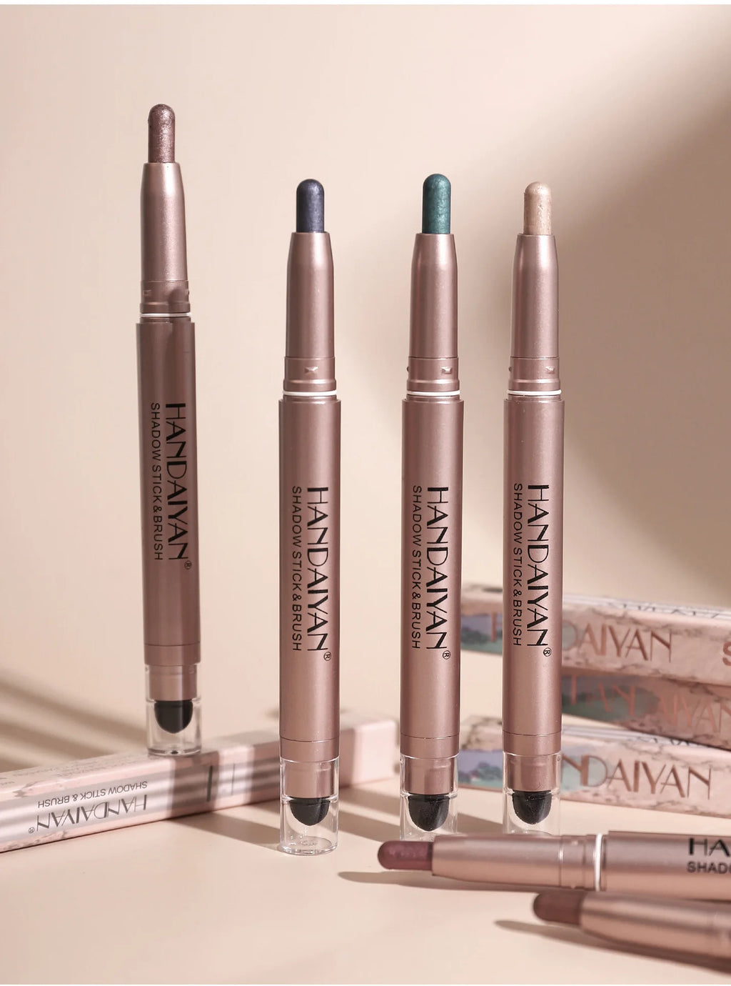 Double-head Eyeshadow Stick Diamond Shimmer Highlighter Pencil Pearl Pigment Long Lasting Cream Eye Shadow Matte Brush Pen