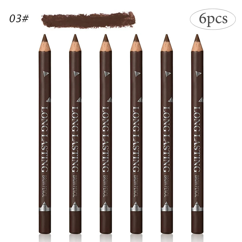 6pcs Eyebrow Pencil Waterproof Easy to Color Long Lasting Eye Liner Gel Pen Women Professional Eye-Makeup Pencil Cosmetic Tools