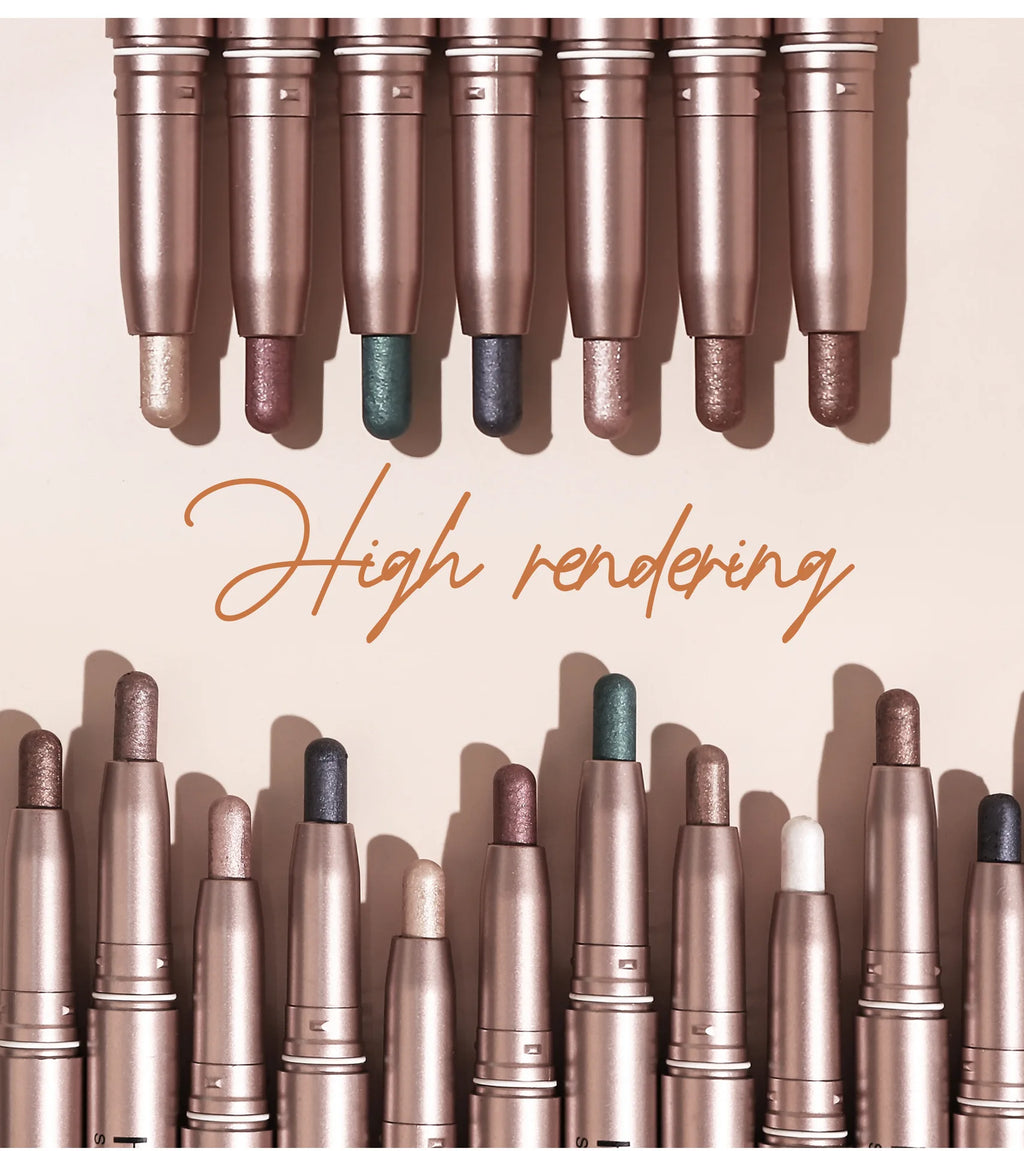 Double-head Eyeshadow Stick Diamond Shimmer Highlighter Pencil Pearl Pigment Long Lasting Cream Eye Shadow Matte Brush Pen