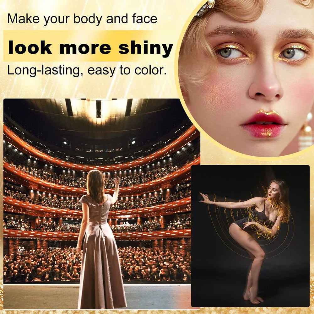 Body Glitter 100ml Body Shimmer Oil Moisturizing Long Lasting Body Luminizer for Face Brighten Shimmer Glow Highlighter Makeup