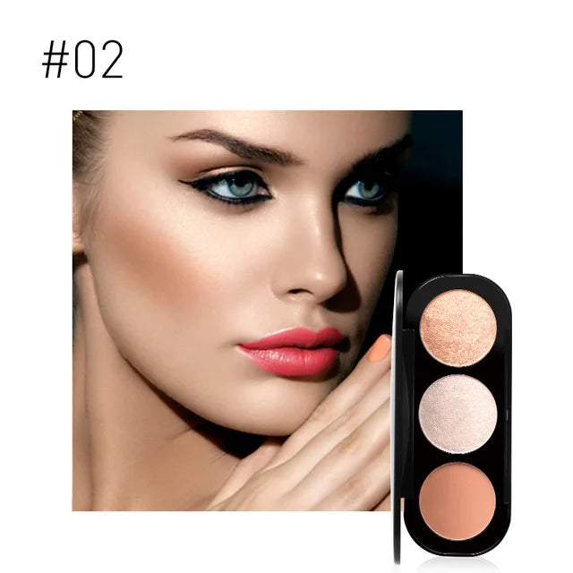 Focallure 3 Colors Blush&Highlighter Palette 3 In 1 Makeup Palette Luxury Matte Shimmer Powder Face Contour Bronzer Blusher