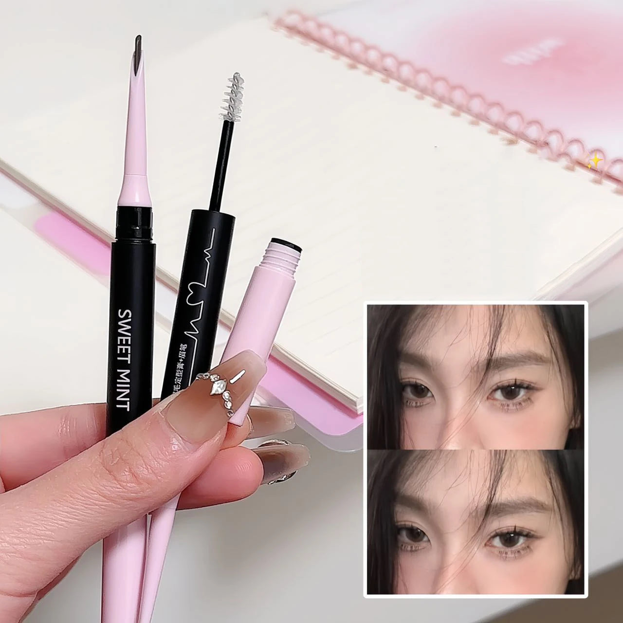 Transparent Shaping Eyebrow Gel Brush Double-head Blade Eyebrow Pencil Tattoo Waterproof Art Tint Eyebrow Enhancers Cosmetics