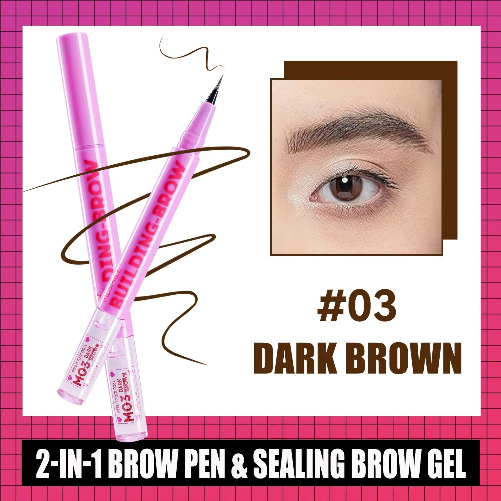 2-in-1 Ultra Fine Brown Black Liquid Eyebrow Pencil Transparent Brow Shaping Gel Wild Eyebrow Pen Waterproof Non Smudge Makeup