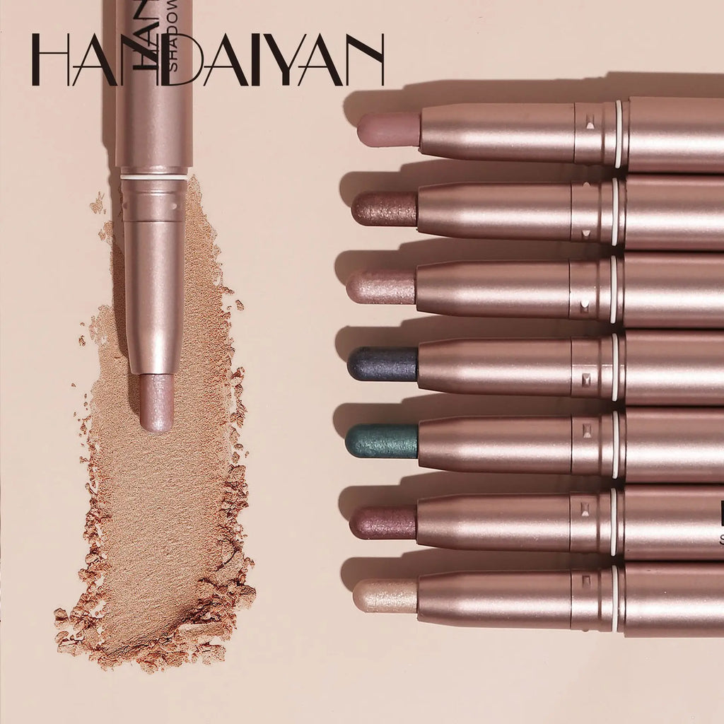 Double-head Eyeshadow Stick Diamond Shimmer Highlighter Pencil Pearl Pigment Long Lasting Cream Eye Shadow Matte Brush Pen