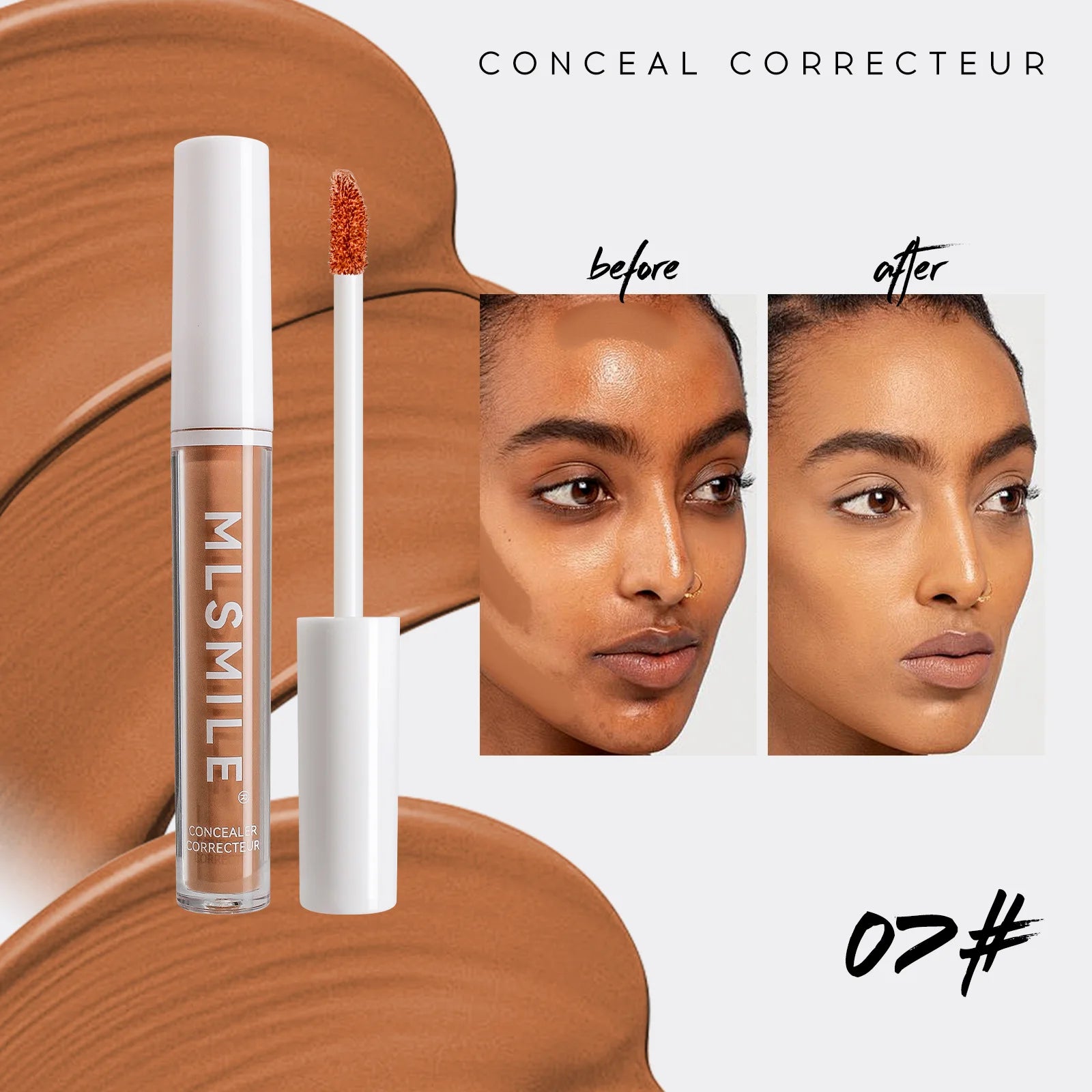 MLSMILE 4 Color Concealer Waterproof Long-lasting Brightening Contouring Mask Dark Circles Tears Gap Toning Liquid Foundation