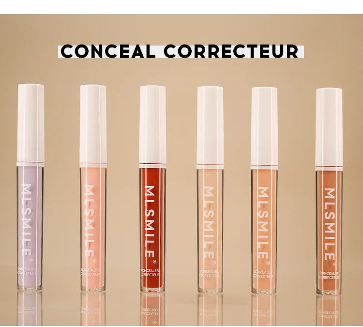 MLSMILE 4 Color Concealer Waterproof Long-lasting Brightening Contouring Mask Dark Circles Tears Gap Toning Liquid Foundation